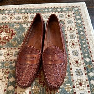 Allen Edmonds Woven Leather Loafers in Rich Brown